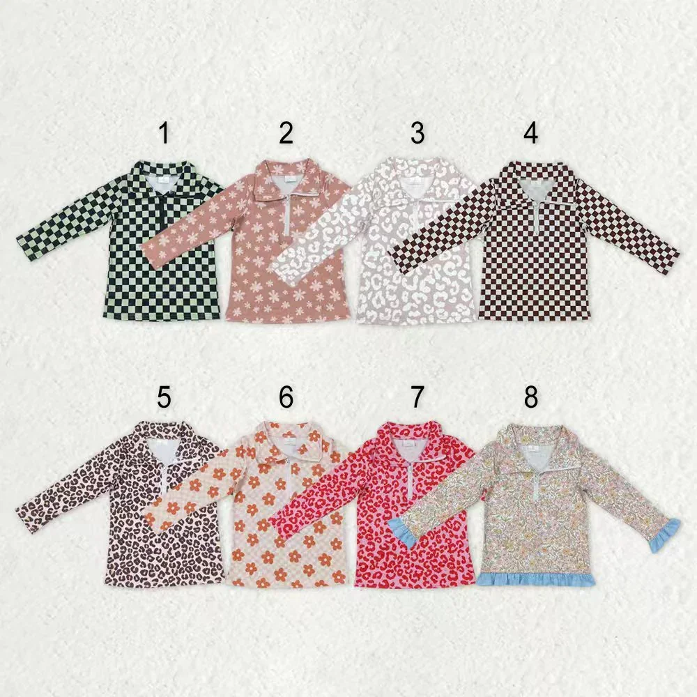 

z98-19 GT0720 Wholesale baby girl clothes Matching printed zipper long-sleeved top Toddler Summer Boutique kids clothes girl