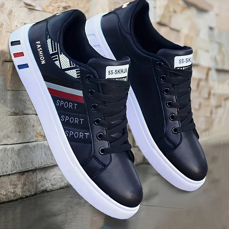 

Men's Casual Vulcanized Shoes Men Flats Lightweight Pu Leather Breathable Shoes Mens White Sports Tenis Shoes Zapatillas Hombre