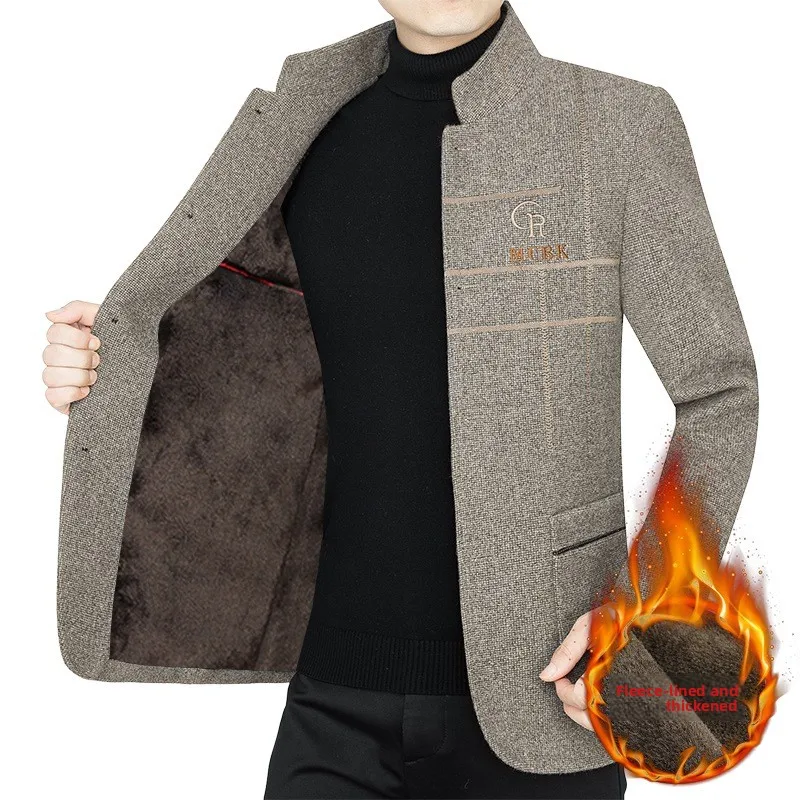 

25 New Men Casual Woolen Blazers Jackets Business Suits Coats Wool Blends Male Autumn Slim Fit Blazers Suits Coats Mens Clothing