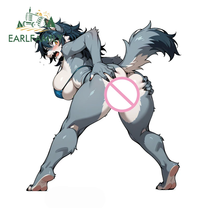 

EARLFAMILY Sexy Furry Holding Buttocks Car Sticker Hentai Bikini Scratch-Proof Decal Anime Windshield Laptop Car Accessories