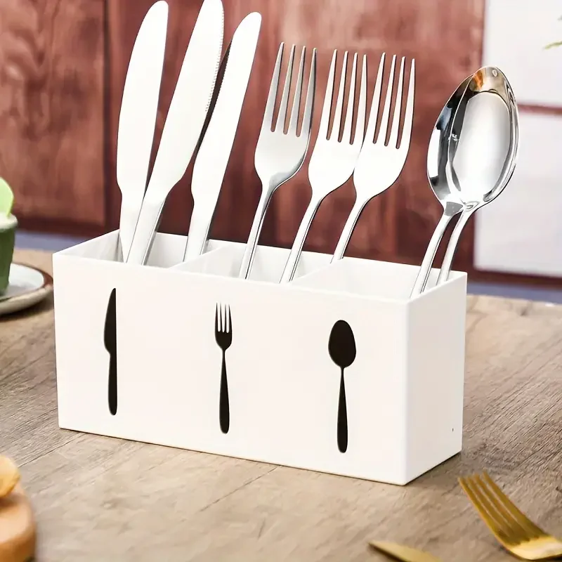 

Acrylic Cutlery Storage Organizer Utensil Holder Silverware Caddy Countertop Cutlery Organizer Containers 3 Section Tablew