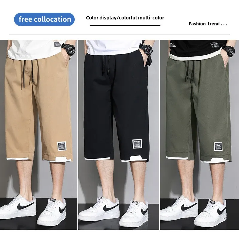 

Мужские шорты, новинка лета 2025 года, свободные мужские спортивные шорты для отдыха, тонкие брюки семь четвертей, дышащие брюки, мужские шорты-карго, мешковатые шорты