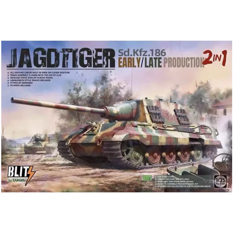 

TAKOM 8001 1/35 Scale German Jagdtiger Sd Kfz 186 Early / Late Production 2in1 Hobby Craft Toy Plastic Assembly Model Kit