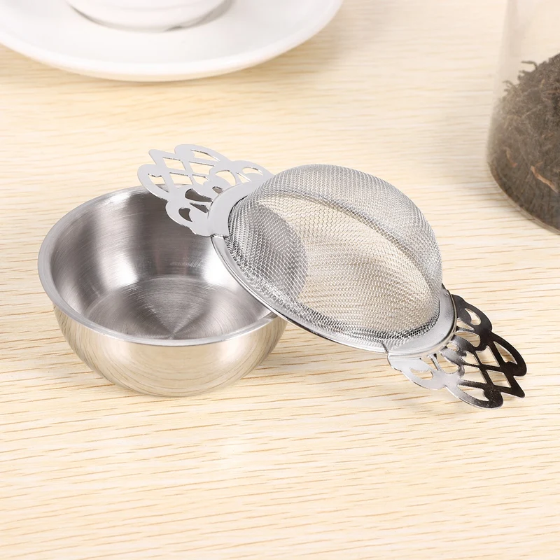 Nieuwe 6-Pack Theezeefjes Met Druppelkom, 2.5 Inch Theefilters Voor Losse Thee, Roestvrijstalen Mesh Thee-Infuser Met Handvat