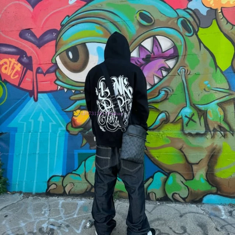 Solid Color Personalized Pullover Hoodie Men Ins New Black Cotton Net Red Design Prints Loose Sweatshirt Street Thickened Hoodie