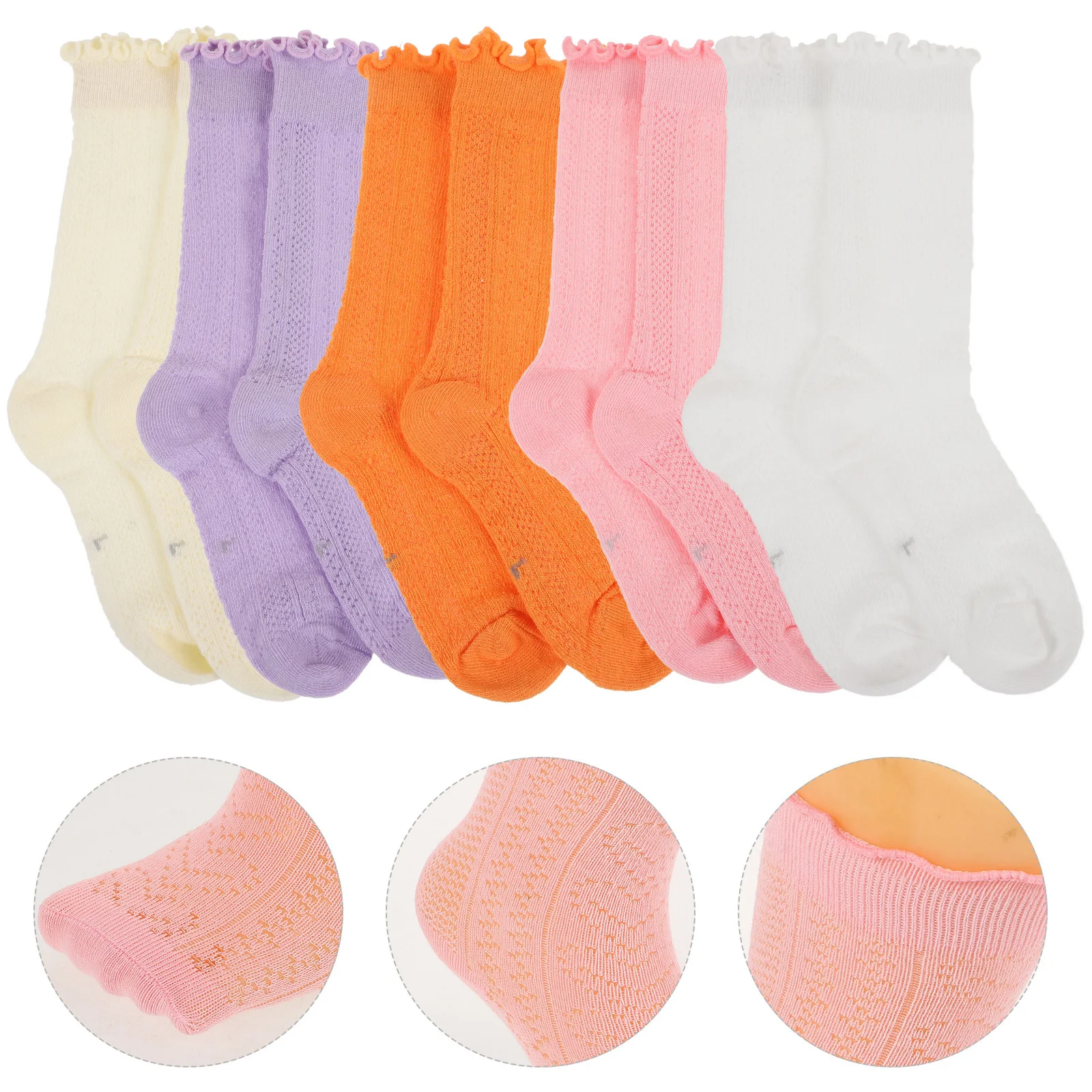 

5Pairs Kids Cotton Socks Mid Tube Design Breathable Comfortable Baby Toddler Girls Spring Autumn Protection Kids Socks