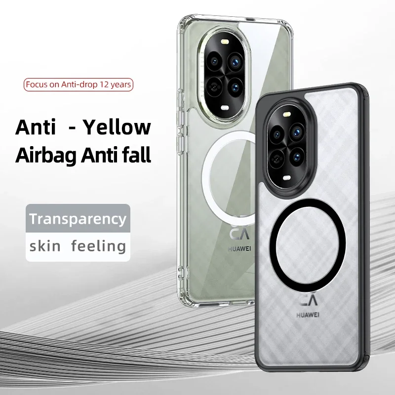 

Shockproof Hard PC Back Phone Case for Huawei Nova 12 13 Pro Magnetic for Wireless Charging Soft TPU Edge Cover Cases