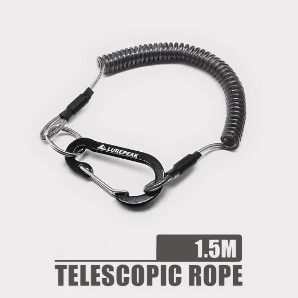 فشل آمنة قابل للسحب سلك مرن الأساسية مشبك أسود الملتوية الاحتفاظ الصيد مكافحة خسر حبل 1 متر/1.2 متر/1.5 متر 4 أنماط #4