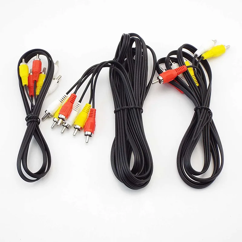 1M/1.5M/3Meter 5m 3 RCA Male to 3 RCA Male female connector Composite Audio Video AV extension Cable Plug Cables q1