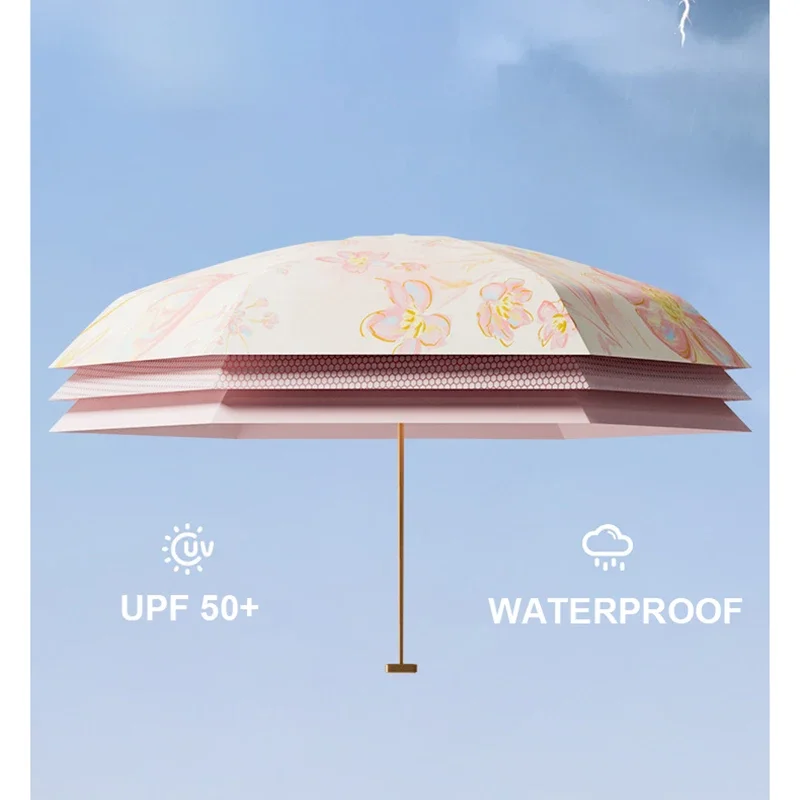6 Ribs Mini Pocket Umbrella Color Coating Folding Umbrella UV Protection Sunshade Parasol Capsule Umbrellas Girl Gift Rain Gear