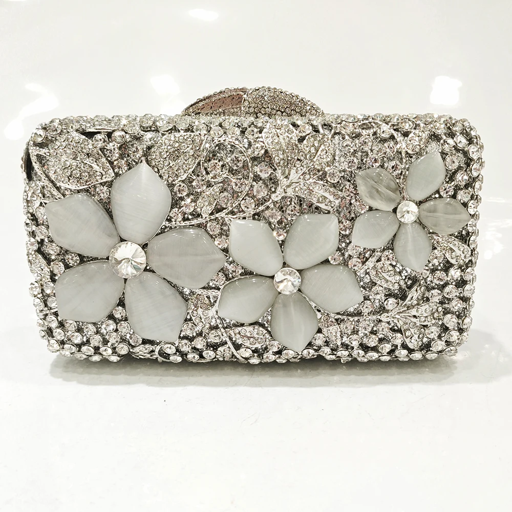 Silver Stone Women Diamond Evening Bag Luxury WHTUOHENG Crystal Formal Rhinestone Clutches New Party Dinner Bag Banquet Purses