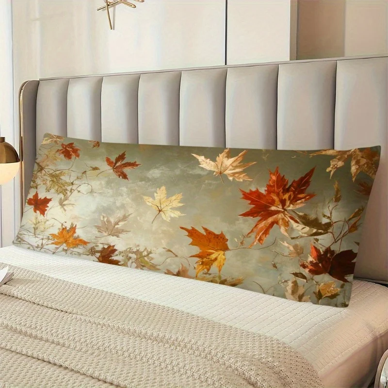 1pc Autumn Leaves Body Pillow - Double-Sided 19.69x59.06inch, Polyester Fabric with Zipper Closure, Multi-Color Fall Foliage Pri
