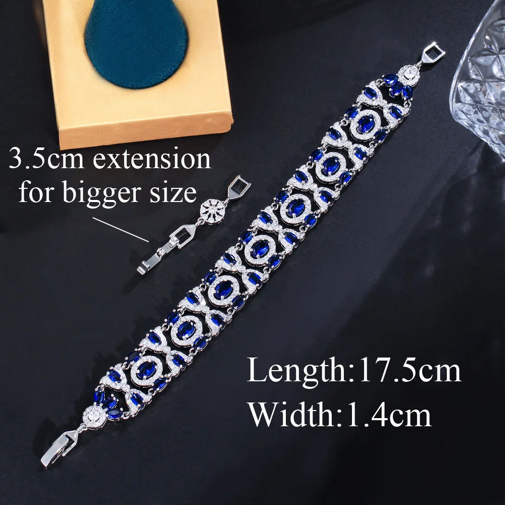 CWWZircons Elegante, glitzernde grüne Zirkon-Kettenarmbänder für Damen, Vintage-Ethno-Hochzeitsschmuck, Großhandel CB335 – Detail 9