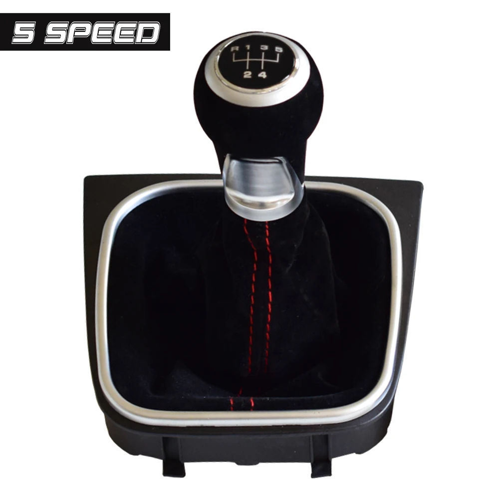 Suede Leather Car Stick Knob HandBall For Volkswagen VW Golf 5 Golf 6 MK5 MK6 R32 GTI 2004-2009 Car Manual 5 6 Speed Gear Shift