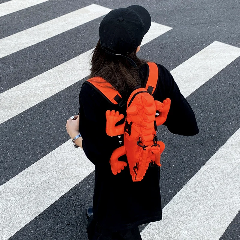 Y Demo Funny Irregular Lizard Backpack Unisex Movable Buckles Rock Animal Backpacks