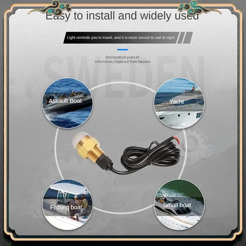 

M45K-Marine Boat Светодиодная подводная лампа 12 В Латунное стекло Синяя сливная пробка 1/2 дюйма NPT Аксессуар для яхты