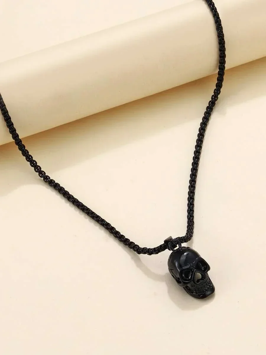 Punk Unisex Skull Charm Necklace for Men Women