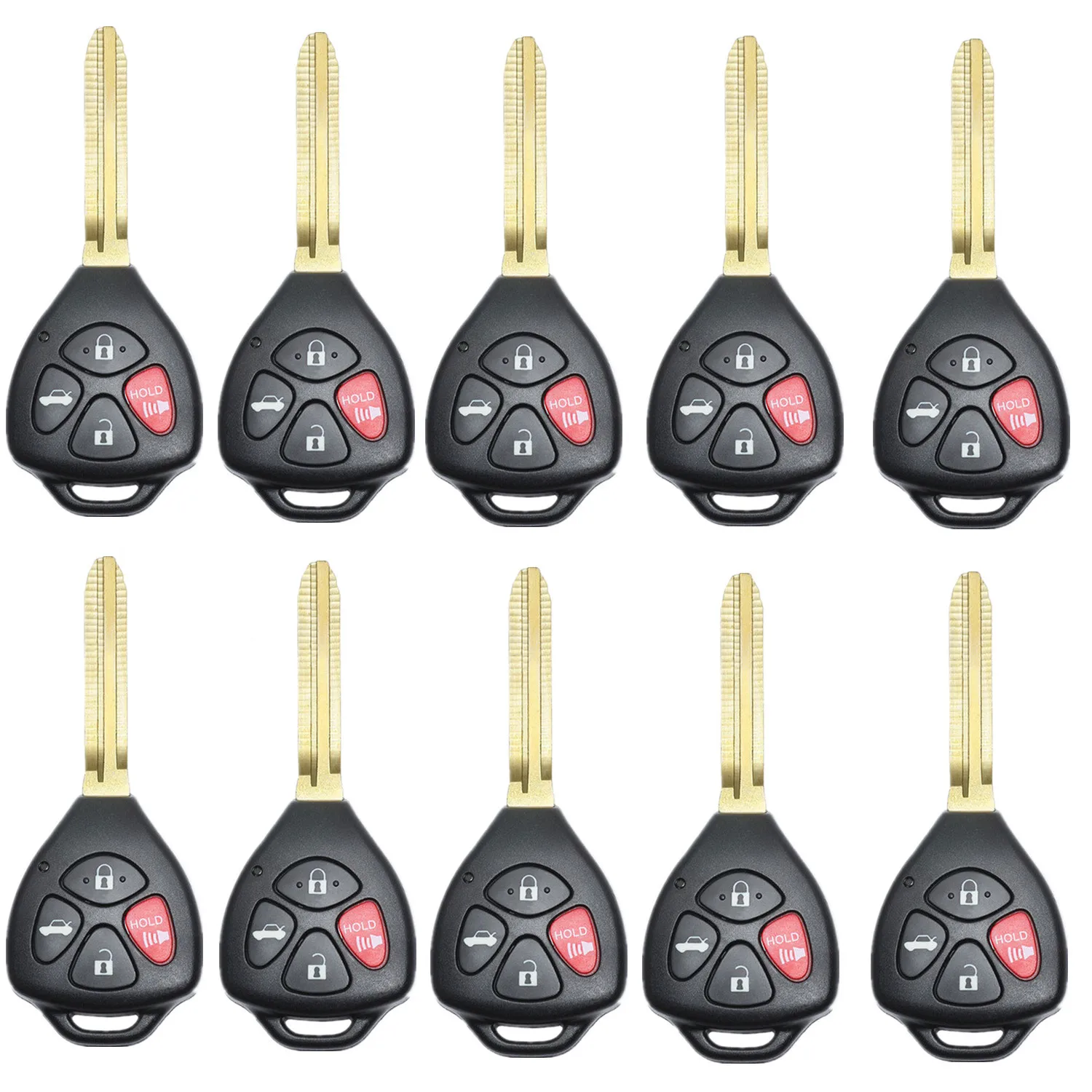 

WFMJ 10Pcs For Toyota Camry 2007 2009 2010 Avalon Corolla Matrix RAV4 Venza Yaris 4 Buttons Car Remote Key Case Cover Key Shell