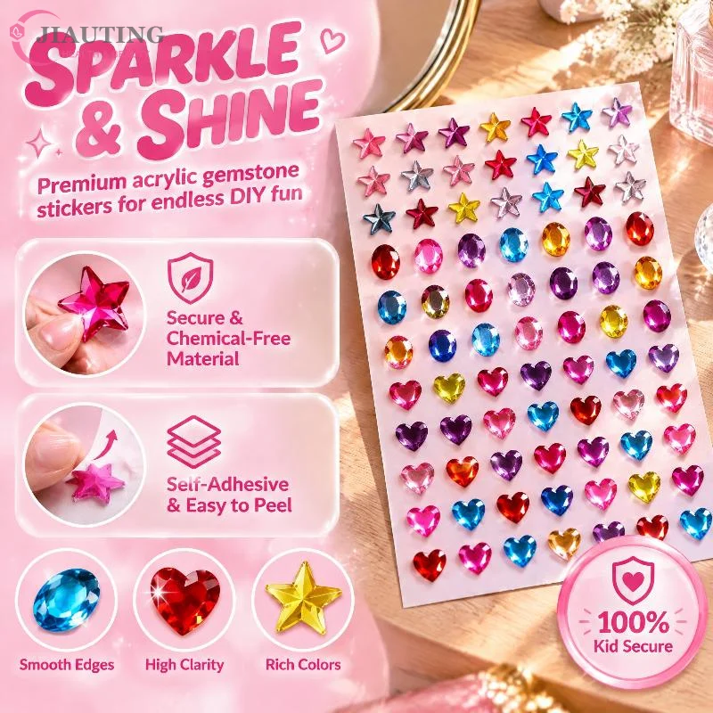 1Sheet Self Adhesive Rhinestone Jewelry Stickers On Face Gem Stickers Crystal Crafts Nail Body Makeup Card Making Craft Supplie