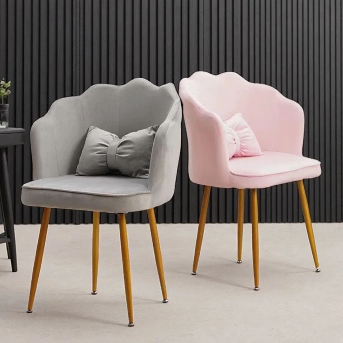 High back bedroom furniture, velvet Nordic fabric dining chair, upholstered bedroom chair