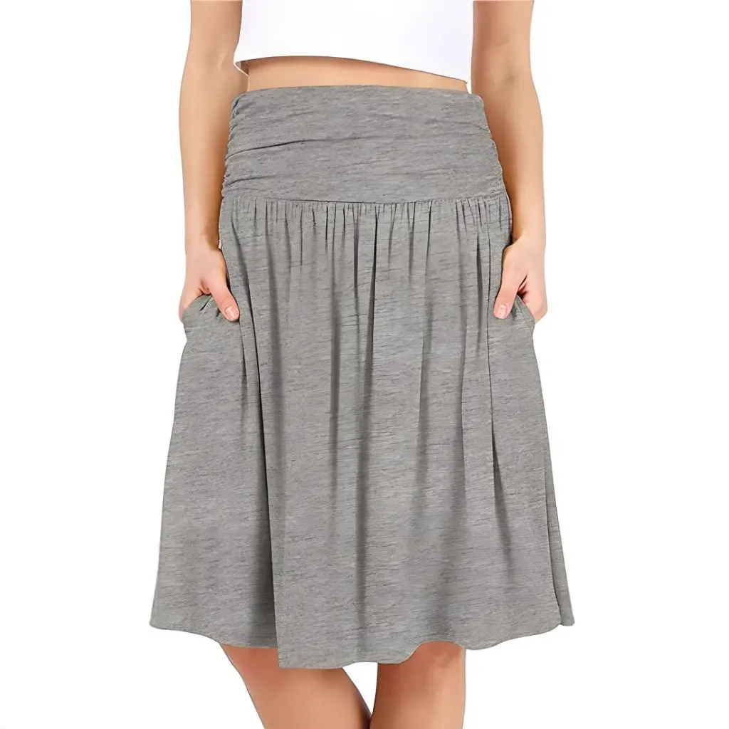 

Summer Pleated Skirt for Women with Flap Pocket Independent Station Style European American Design Short Skirt