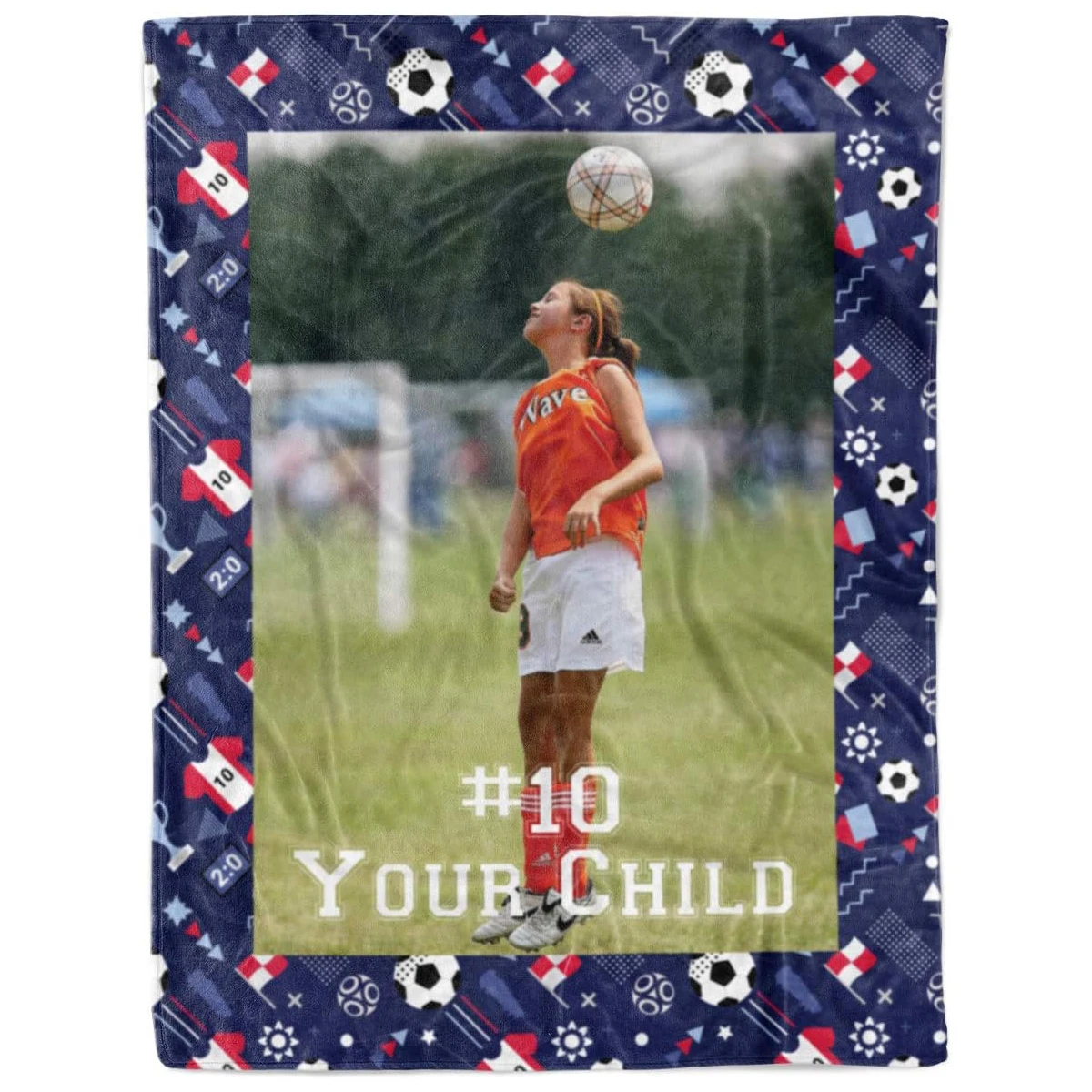 Personalized customized football flannel blanket - children's blanket, Christmas birthday gift for Children's Day