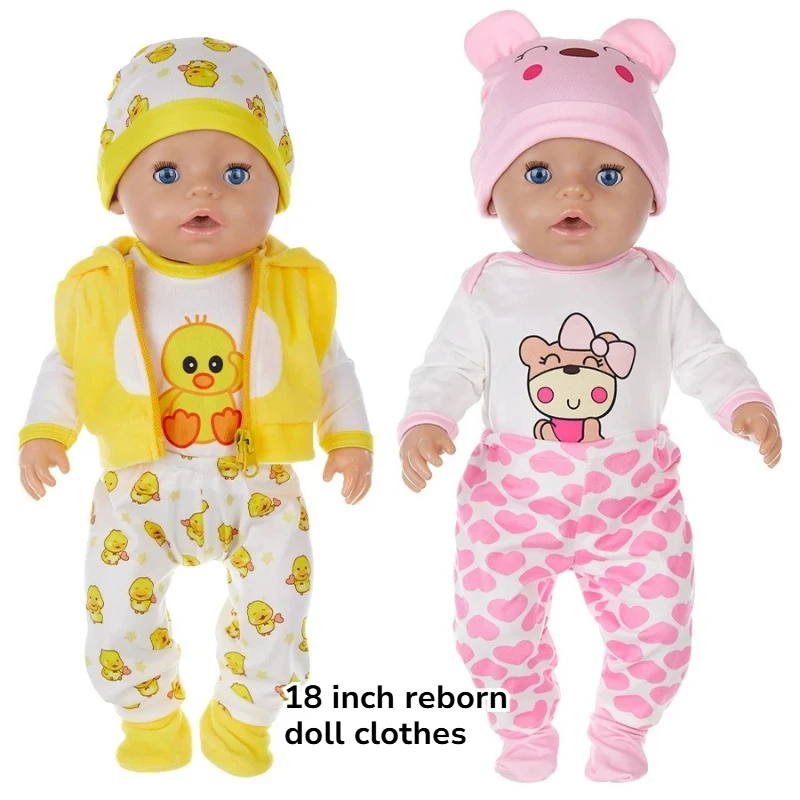 

Одежда для кукол 18 дюймов: милый наряд с медведем и уткой, подходит для кукол реборн 45 см, для девочек, для игр в переодевание, подарок на праздник или день рождения, игрушки