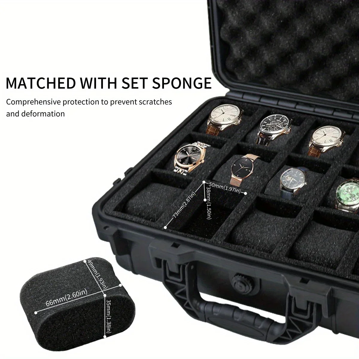 

8/10/15 Slots Hard Protective Case with Sponge Waterproof Watch Storage Box Moisture-Proof Collector Organizer