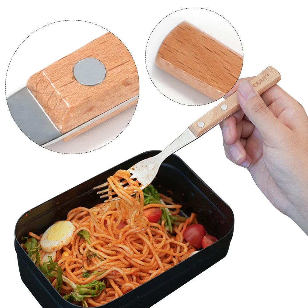 

Wooden Handle Silverware Set Forks Spoons Eating Utensils Set for Household Kitchen Restaurant Hotel Party