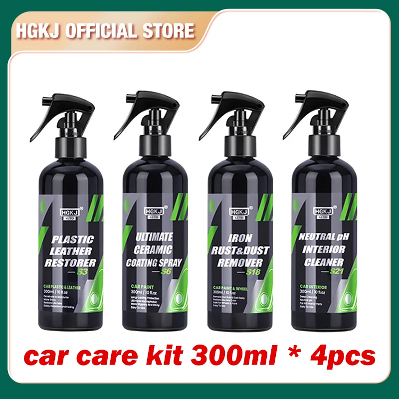 

300ml x4pcs Car Care Kit Plastic Restore Coating Quick Detail Spray-Extend Protection Rust & Dust Remover Interior Cleaner HGKJ