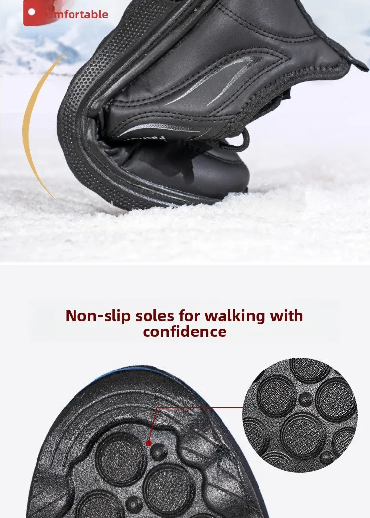Herren Winter Warme Freizeit-Sportschuhe mit Schnürung, PU-Obermaterial, Fleece-Futter, Rutschfeste Dicke Sohle, Alltagsschuhe zum Gehen – Detail 9