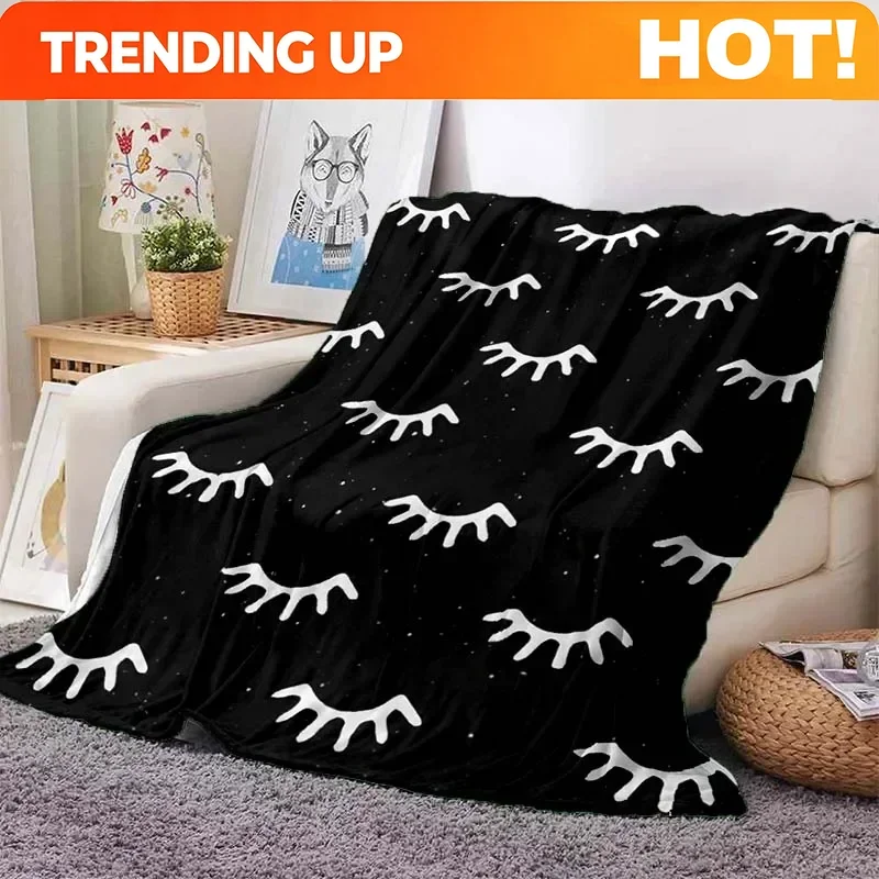 Customize Digital Printed Eyelash Velvet Soft Plush Blanket Flannel Blanket Home Living Room Bedroom Bed Sofa Lunch Break Picnic