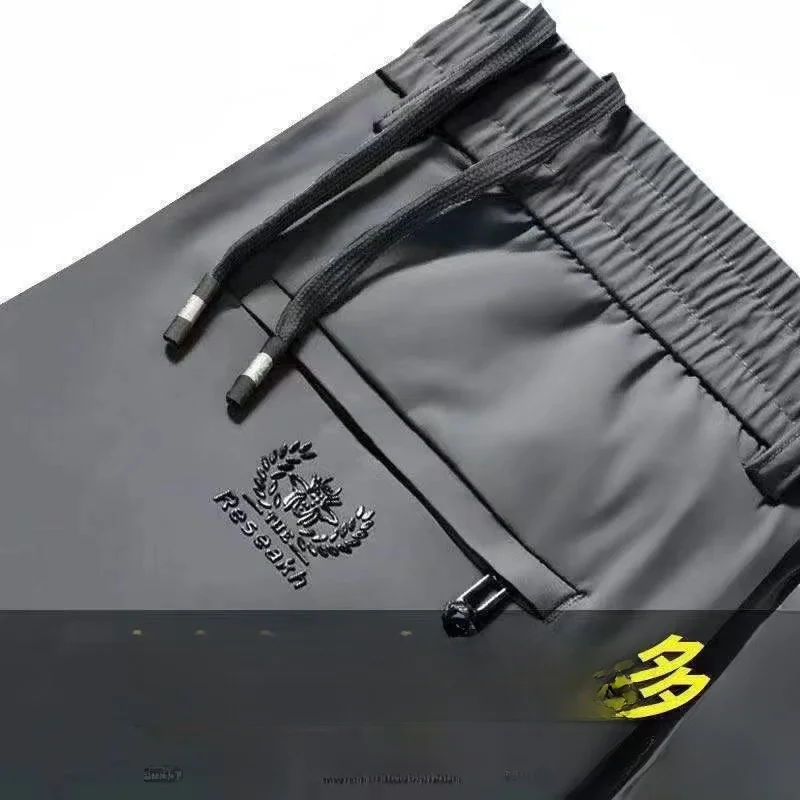 

Мужские повседневные брюки из ледяного шелка Busin, эластичные тонкие спортивные брюки, модные мужские свободные прямые длинные брюки Qui Dry