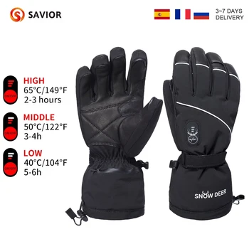 스노우 사슴 온열 오토바이 장갑, 따뜻한 방수 설상차, 전기 난방, 열 터치 스크린, 스키, 겨울