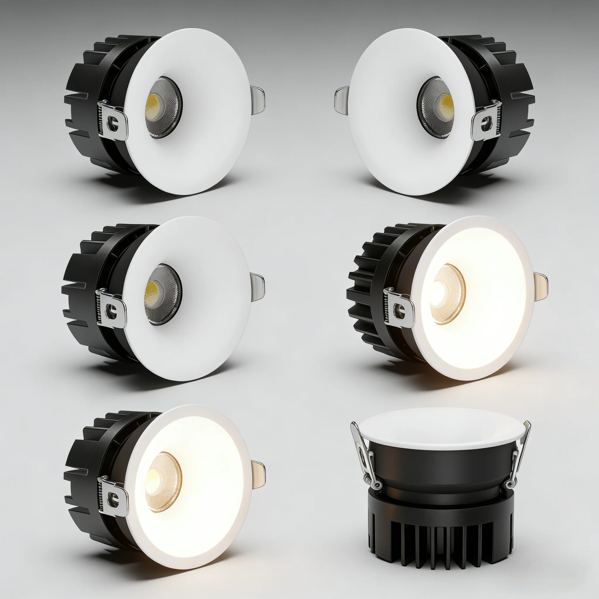 6 Pack Dimmable COB Recessed LED Downlight 5W 7W 12W 75mm Hole 220V Aluminum Ceiling Lamp for Indoor Home Store Office Use