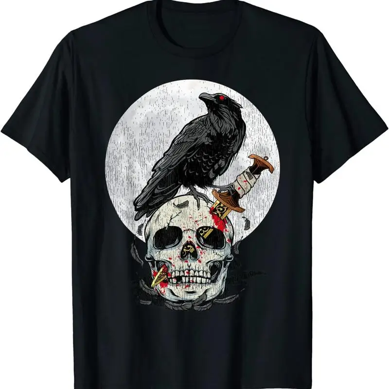 جديد محدود الطيور عاشق خمر الغراب الجمجمة الغراب القوطية تي شيرت صنع في الولايات المتحدة الأمريكية