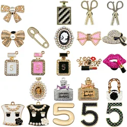 1PCS Metal Cosmetics Shoe Charms Perfume Bow Scissors Luxury Shoe Accessories Fashion Women Men Children Shoe Buckle Decoration