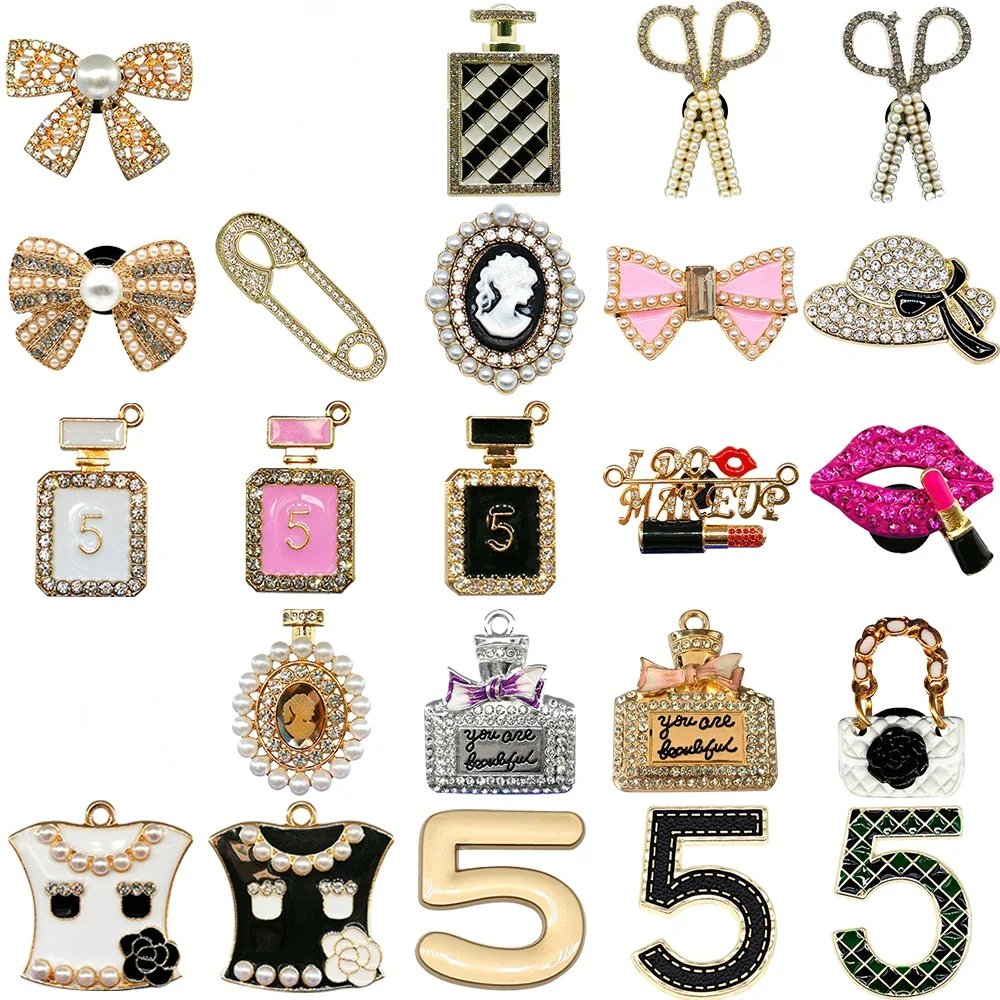 1PCS Metal Cosmetics Shoe Charms Perfume Bow Scissors Luxury Shoe Accessories Fashion Women Men Children Shoe Buckle Decoration