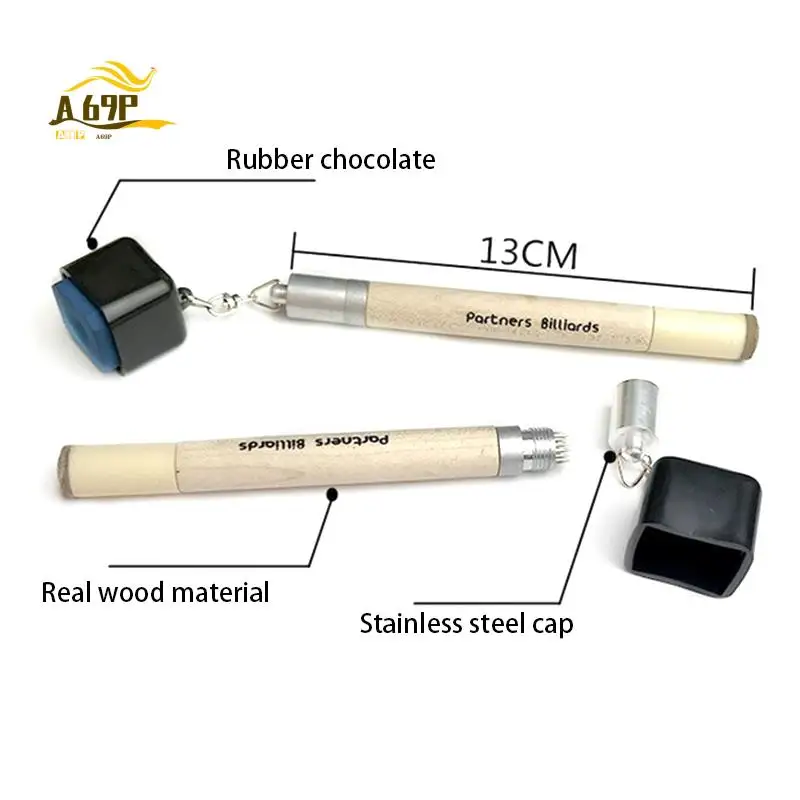 

A69P-2 In 1 Pocket Chalk Holder Prep Stick Billiard Snooker Pool Cue Tip Pricker Tool
