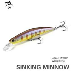 2023 Fishing Lure SPEARHEAD RYUKI 110 Wobbler Fishing Lure 110mm 21g Plastic Sinking Minnow Bass Pike Artificial Hard Bait