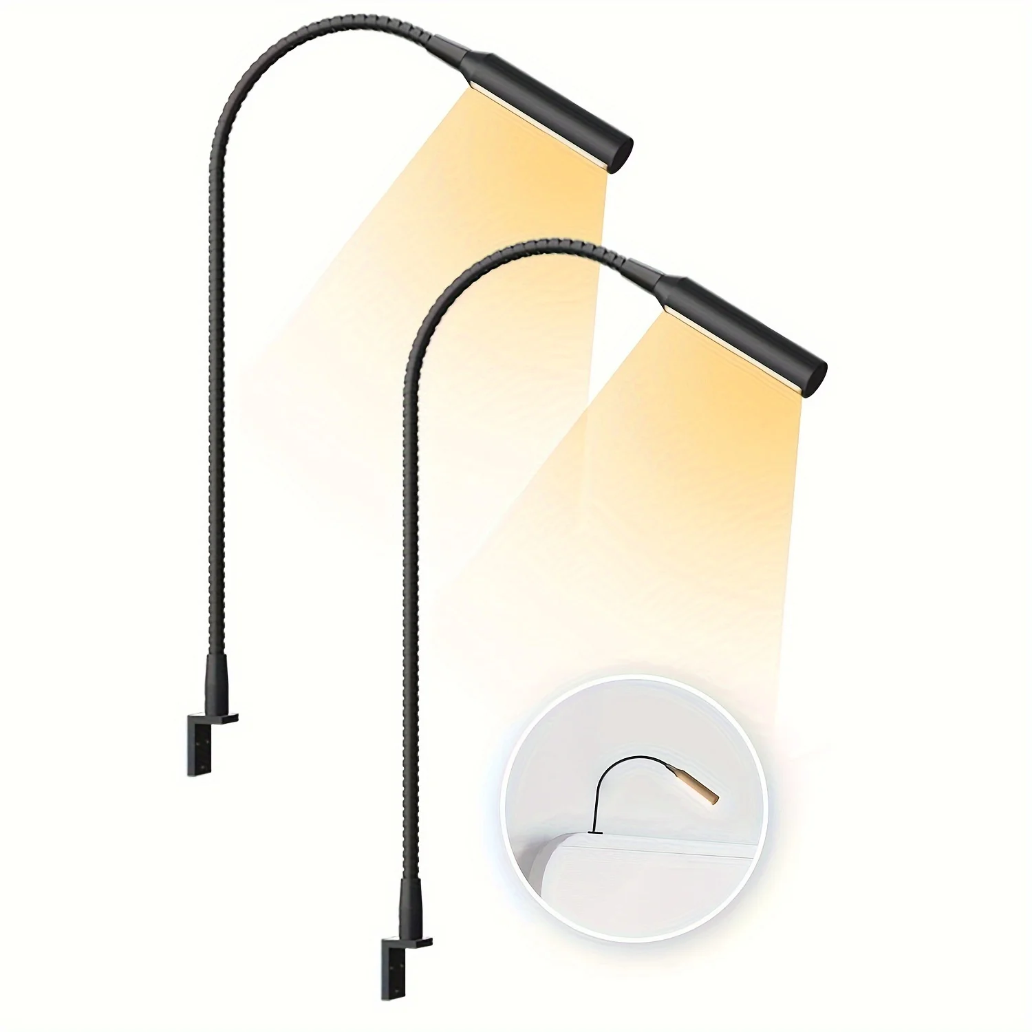 2Pcs Touch Switch Dimmable Reading Light Wall Mounted Reading Light headboard Reading Light Task Directional LED Gooseneck Light