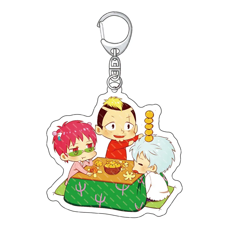 6CM Anime The Disastrous Life of Saiki Kusuo Acrylic Keychain Saiki Kusuo Teruhashi Kokomi Figure Pendant Keyring Jewelry