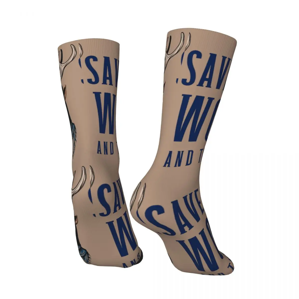 Funny Men's compression Socks Save The Wood Vintage Harajuku Bushcraft Outdoor Activity Adventure Fashion Relax Casual Crew Sock