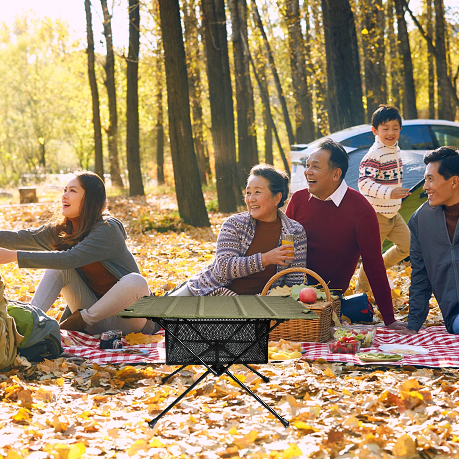 حقيبة تخزين شبكية لطاولة قابلة للطي منظم المخيم الخارجي تحت الطاولة حقيبة أشتات متينة ملحقات الحياكة