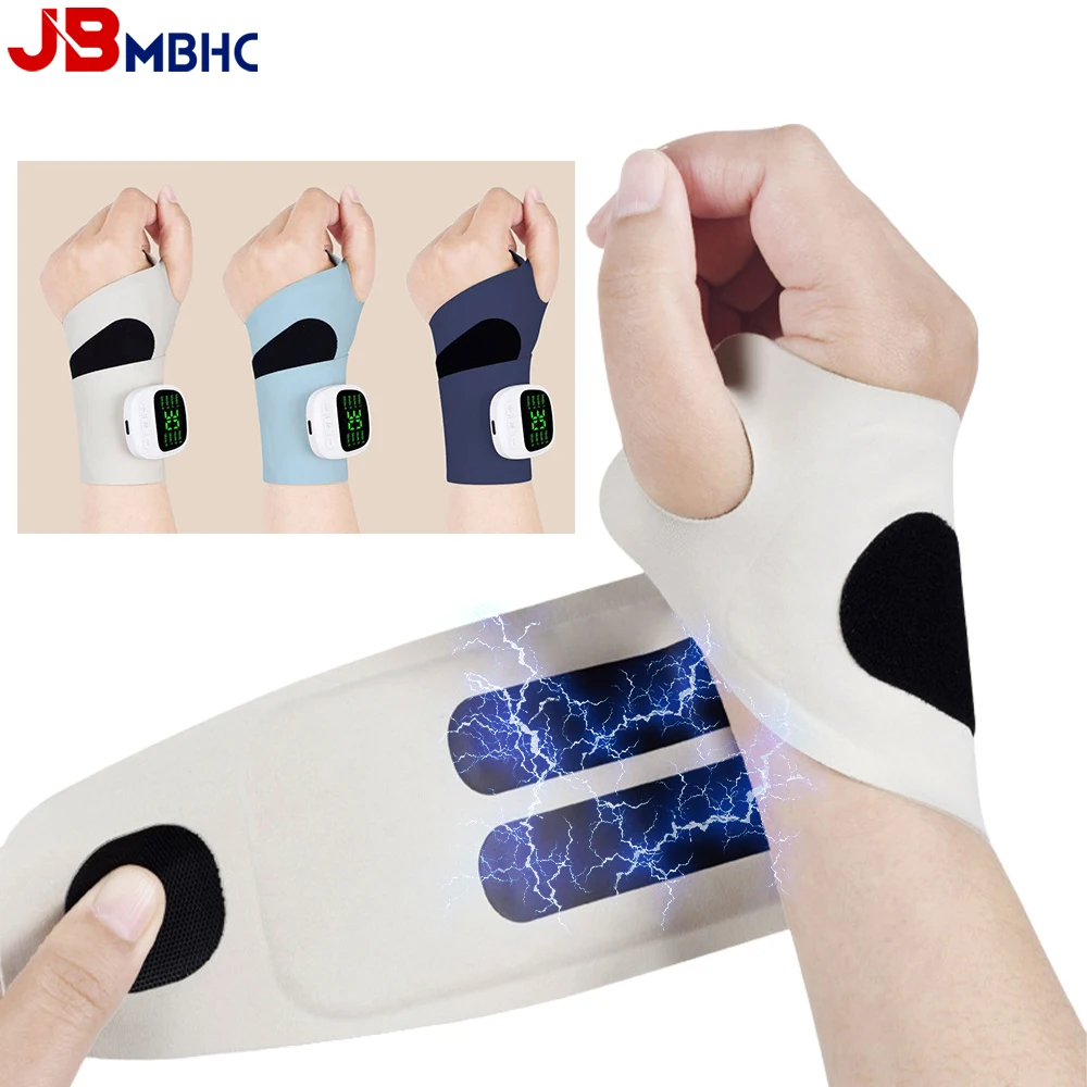 

USB перезаряжаемый EMS массажер для запястий, электрический импульсный терапевтический ручной массажер для запястного туннеля, сухожилий и облегчения мышечной усталости