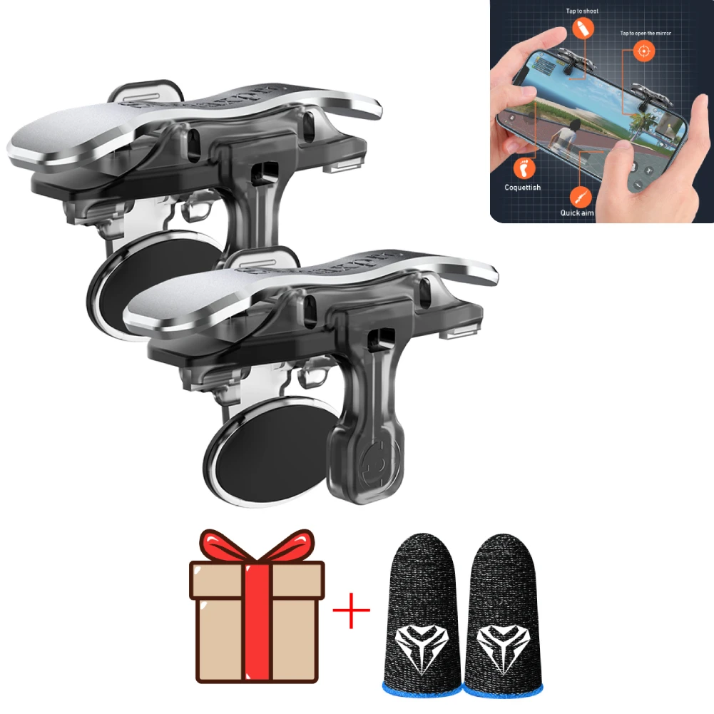 X8 Mobile Game Trigger For PUBG Phone Gaming 6 Finger Trigger Sensitive Shoot Phone Game Trigger L1 R1 Aim Keys Game Controller