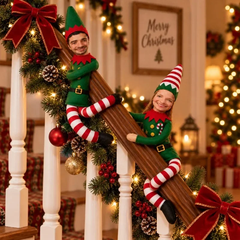 Custom Photo Christmas Elf Doll Personalized Poseable Plush with Bendable Wire Frame Holiday Gift Secret Santa Stocking Stuffer