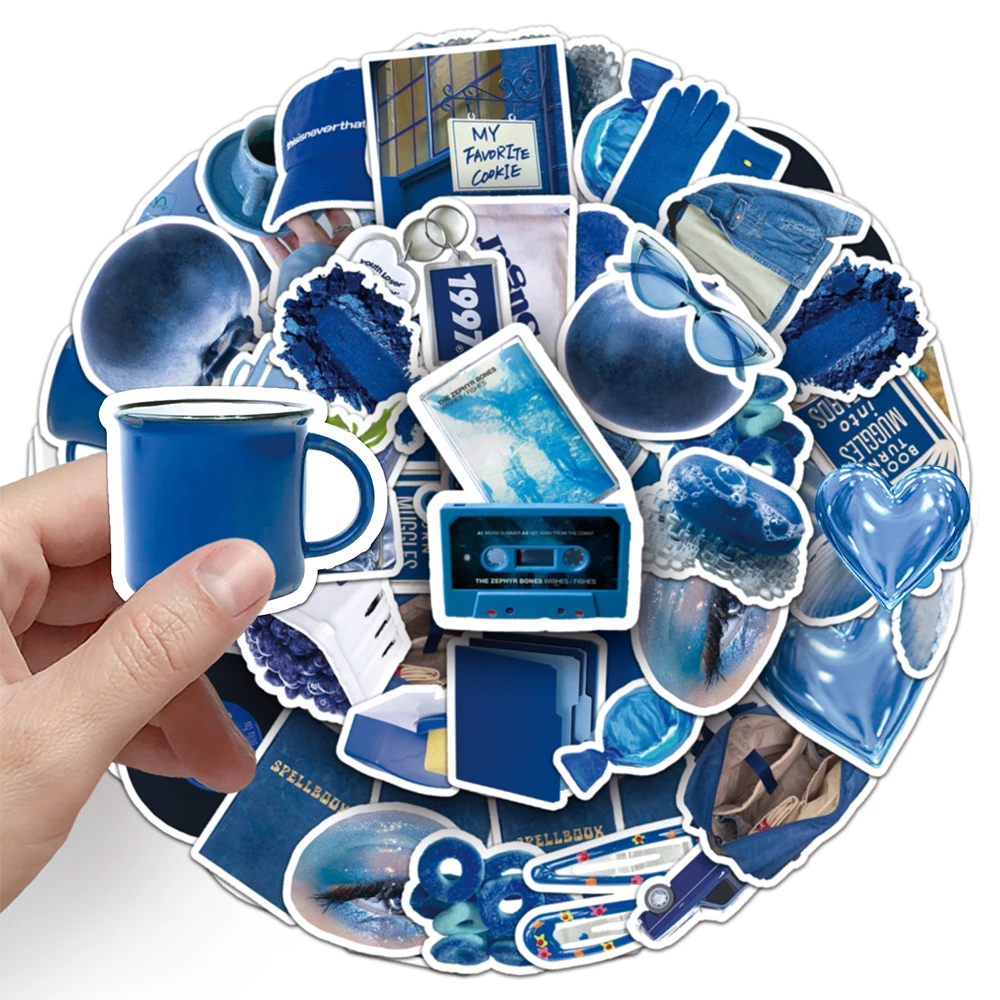 10/30/50pcs Ins Styles Blue Cartoon Stickers DIY Girls Kawaii Sticker for Diary Luggage Phone Bike Bottle Art Decals Decoration