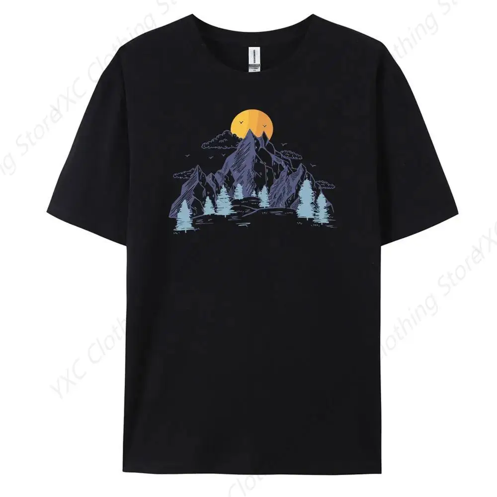 Mountain Men's T-shirt- Short Sleeve Crew Neck Soft Fitted Tees S - 6XL Fresh Classic Basic Tshirts