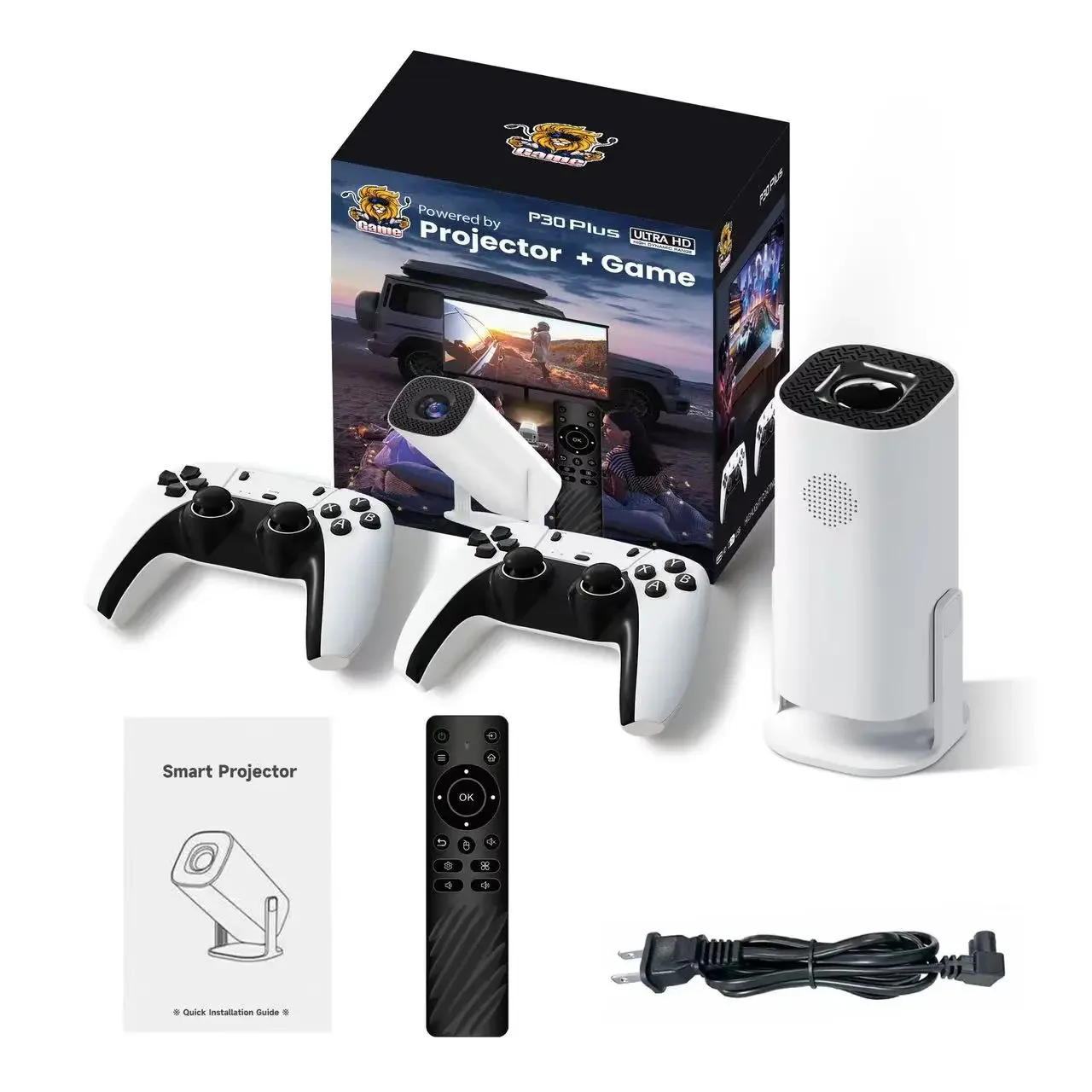 

P30 Plus Projector game console HD output projector intelligent portable Home WiFi Android11 4k 3D Retro Video Game Consoles